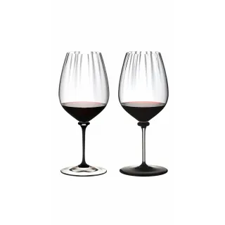 【Riedel】Fatto A Mano Performance 卡本內手工紅酒杯-黑+透-單杯裝-2入(頂級手工工藝品質)