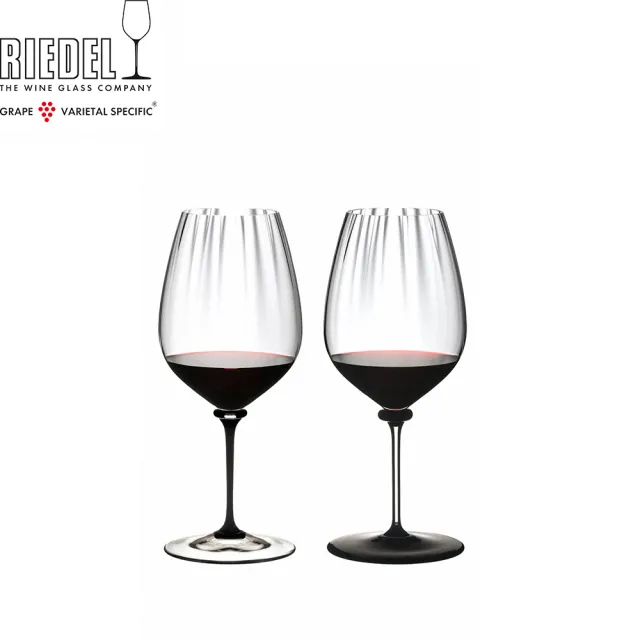【Riedel】Fatto A Mano Performance 卡本內手工紅酒杯-黑+透-單杯裝-2入(頂級手工工藝品質)