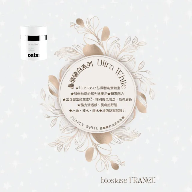 【biostase 貝奧帝】晶燦臻白完美超值組(晶亮;清透感;水嫩;補水;鎖水;防禦力;保濕;緊緻;亮白)
