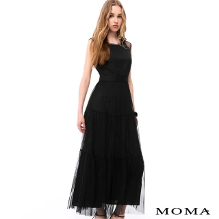 【MOMA】精緻鑽領蛋糕網紗長洋裝(黑色)