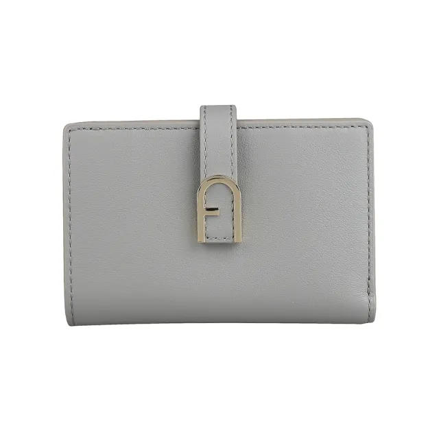 【FURLA 芙拉】FURLA FLOW壓釦6卡摺疊中夾(灰)