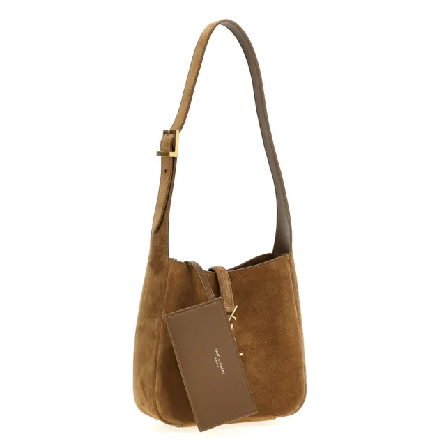 【YSL】SAINT LAURENT LE 5 A 7 Hobo Baby 迷你 麂皮 肩背包 棕色 809461