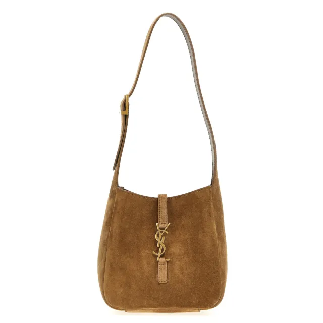 【YSL】SAINT LAURENT LE 5 A 7 Hobo Baby 迷你 麂皮 肩背包 棕色 809461