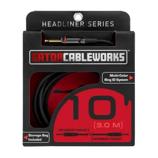 【GATOR CASES】專業樂器導線-3公尺-6.3mm｜附收納袋、色環｜鍍金頭｜OFC無氧銅(#樂器導線#吉他導線)