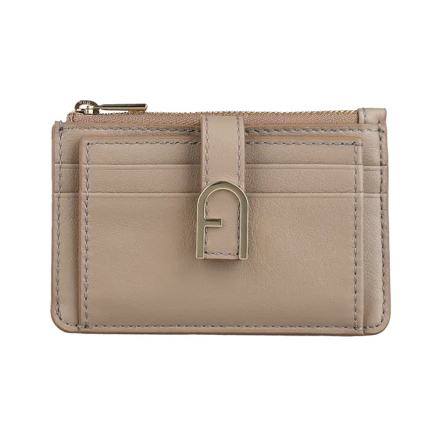 【FURLA 芙拉】FURLA FLOW拉鍊壓釦5卡零錢包(棕)