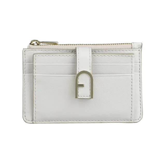 【FURLA 芙拉】FURLA FLOW拉鍊壓釦5卡零錢包(白)