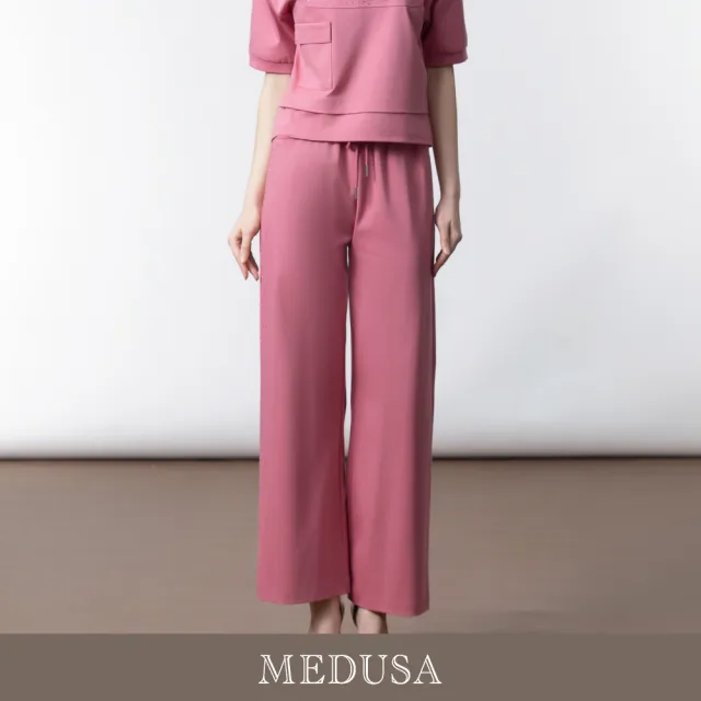 【MEDUSA 曼度莎】現貨-粉紅運動風直筒休閒褲（M-XL）｜女運動褲 女休閒長褲 女直筒褲(605-5470B)