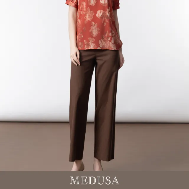 【MEDUSA 曼度莎】現貨-簡約寬版天絲棉修飾直筒褲 - 2色（M-XL）｜女寬褲 女直筒長褲 女休閒褲(601-73602)
