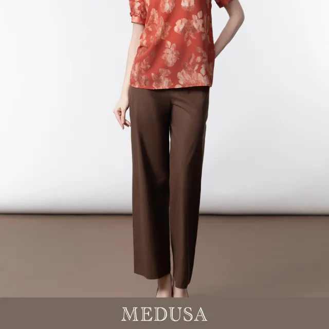 【MEDUSA 曼度莎】現貨-簡約寬版天絲棉修飾直筒褲 - 2色（M-XL）｜女寬褲 女直筒長褲 女休閒褲(601-73602)