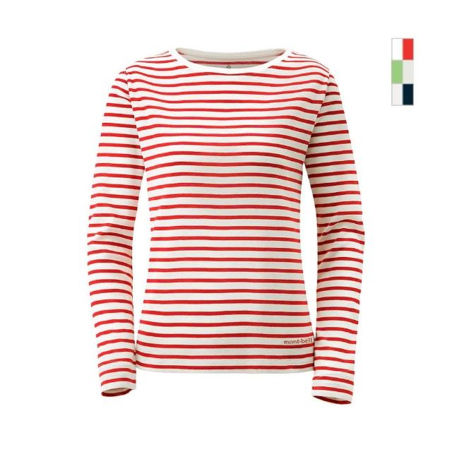 【mont bell】Wic Striped LS 女款長袖排T 牙白/藍 葉綠/牙白 白/紅(1114544)