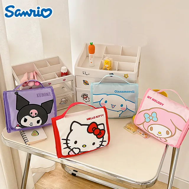 【SANRIO 三麗鷗】雙11 三麗鷗明星便攜提手化妝包盥洗包 旅行收納包(酷洛米/大耳狗/美樂蒂/凱蒂