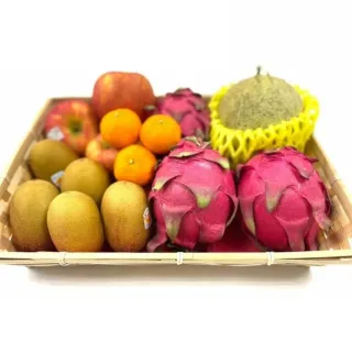 【RealShop】水果平安旺旺箱-蘋果5顆＋奇異果7顆+柑橘9顆+火龍果3顆+哈密瓜1顆(中元普渡 拜拜箱 企業採購)