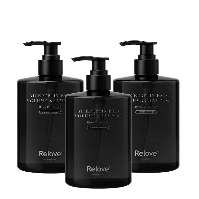 【Relove】黑泌肽豐盈洗髮精450mlx3入組 晨柑朝露香(韓國黑泌肽 66種養髮胜太 修護受損髮絲)