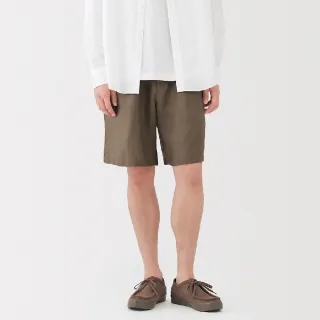 【MUJI 無印良品】男亞麻水洗短褲(灰白 黑色 深藍 棕色)