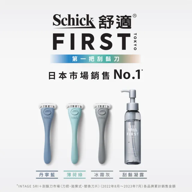 【Schick 舒適牌】Schick FIRST TOKYO  第一把刮鬍刀 1刀架2刀頭(丹寧藍/冰霧灰/薄荷綠)