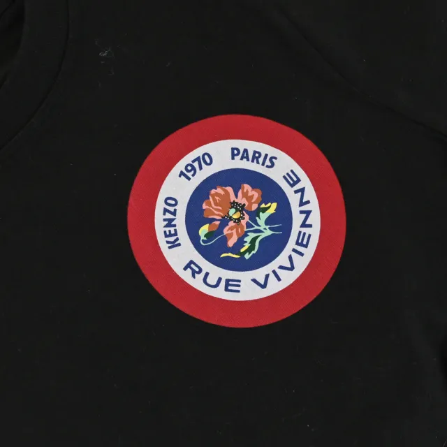 【KENZO】品牌前後燙印花卉LOGO純棉質短T恤短T恤(黑)