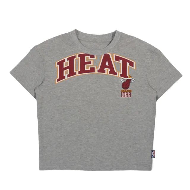 【NBA】NBA HEAT 短袖印花T恤 童裝上衣 拉格蘭袖 中性款 灰色 35261022 11 noB28