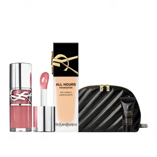 【YSL】官方直營 恆久完美持妝嫩唇彩妝組(午夜粉底+情挑誘光嫩唇凍)