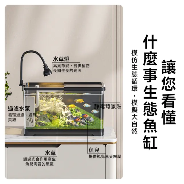 【Secaii設彩品牌店】魚缸 生態魚缸 桌面小型魚缸 懶人魚缸 壓克力魚缸(升級套餐 38.8*21.5*21.2)
