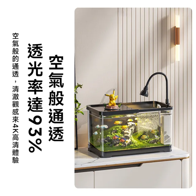 【Secaii設彩品牌店】魚缸 生態魚缸 桌面小型魚缸 懶人魚缸 壓克力魚缸(升級套餐 38.8*21.5*21.2)