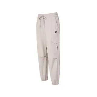 【FILA官方直營】男款 #復古飛馳 平織休閒束口長褲-淺灰(1PNZ-5418-GY_253)