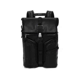 【TUMI】ALPHA BRAVO Surveillance 翻蓋皮革後背包-黑色(TUMI 官方旗艦店)
