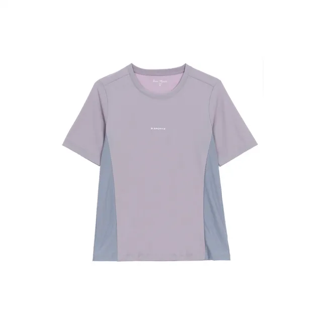 【GIORDANO 佐丹奴】女裝高彈力涼感拼接短袖上衣(78 夢幻紫)