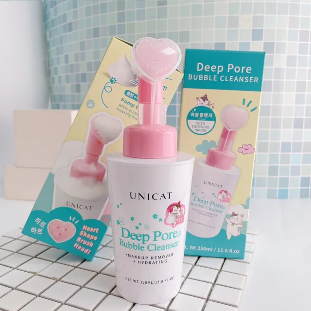 【UNICAT 變臉貓】淨化毛孔洗顏卸妝泡泡慕斯 350ml/盒(附柔膚潔面刷) 洗臉慕斯 臉部清潔 潔顏慕斯 洗卸慕斯
