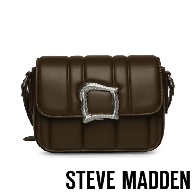【steve madden】方形釦飾翻蓋斜背包 BTAVIA(墨綠色)