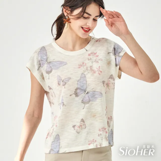 【SiOHER 熹歐禾】現貨 霧光花影冰沁上衣三件組(女裝/女上衣/圓領/T恤)
