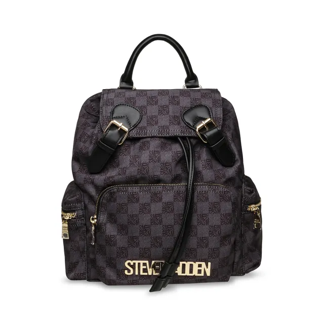 【steve madden】棋盤LOGO軍旅休閒後背包 BPACK(黑色)