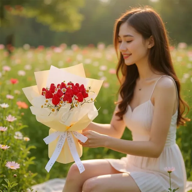 【MyDearStrawberries】法式小雛菊草莓花束(水果花束/情人節/告白/生日禮物/超人氣花束/草莓)