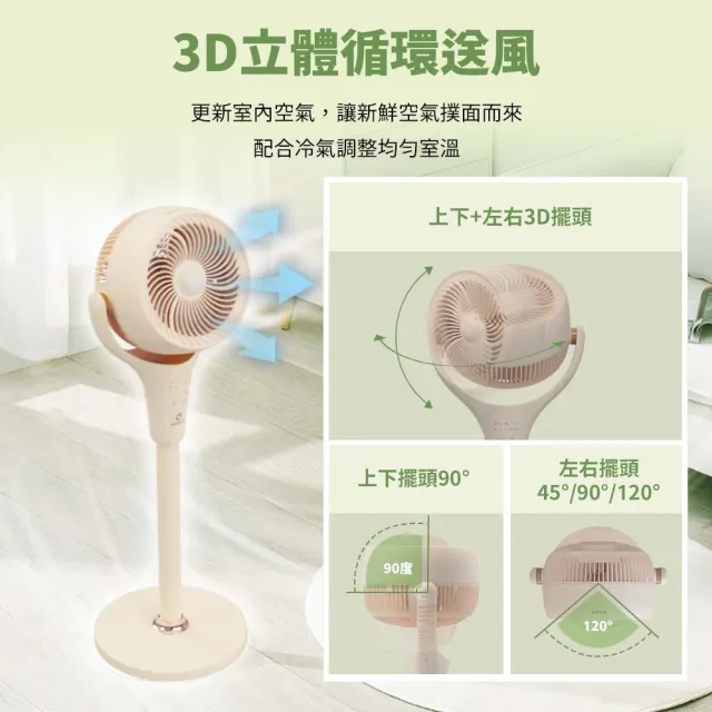 【UNIFUN】買一送一 智慧聲控3D立式空氣循環扇(全角度擺頭 DC循環扇 靜音循環扇 DC變頻 電風扇)