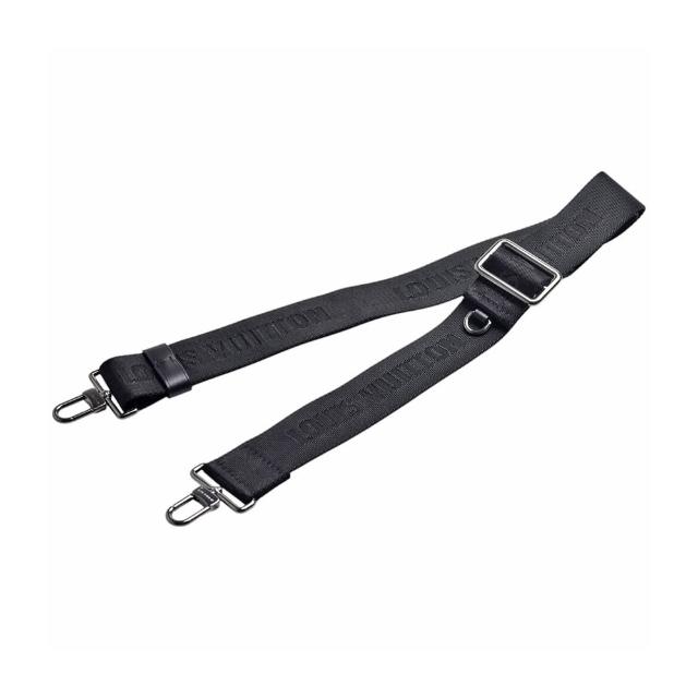 【Louis Vuitton 路易威登】J02496 經典品牌編織標誌尼龍銀釦背帶(黑色)