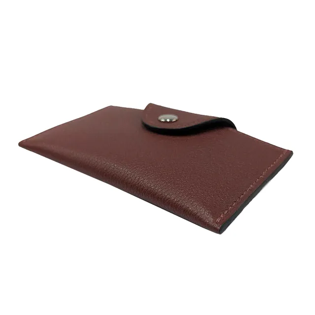 【Hermes 愛馬仕】H084986CK 經典Iliade系列素色卡片夾/零錢包(紅褐色)
