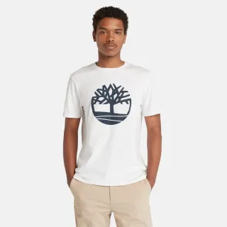 【Timberland 官方旗艦】男款白色LOGO短袖T恤(A6281100)
