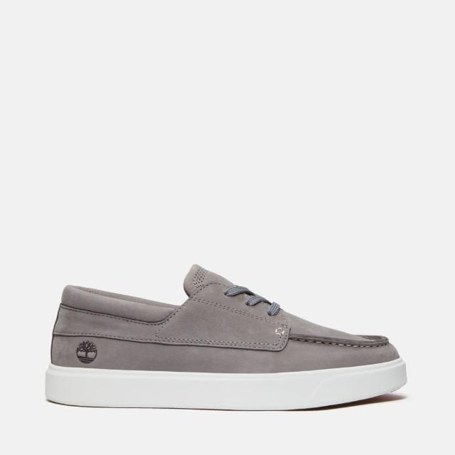 【Timberland】男款灰色低筒皮革休閒鞋(A6C92EL8)