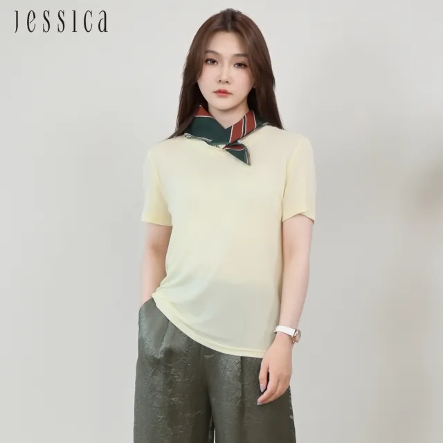 【JESSICA】經典舒適柔軟百搭圓領短袖T恤J53605（黃）