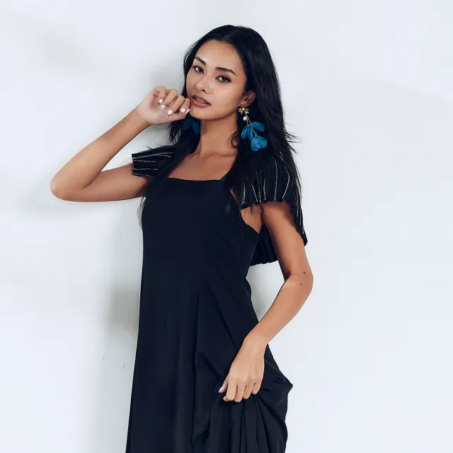 【ICHE 衣哲】Cop.Copine 法國原裝進口輕禮服蝴蝶造型袖長版洋裝