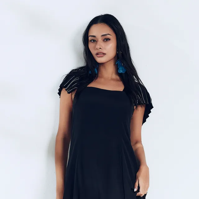 【ICHE 衣哲】Cop.Copine 法國原裝進口輕禮服蝴蝶造型袖長版洋裝