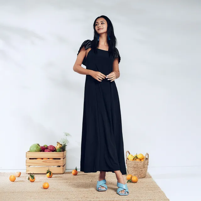 【ICHE 衣哲】Cop.Copine 法國原裝進口輕禮服蝴蝶造型袖長版洋裝