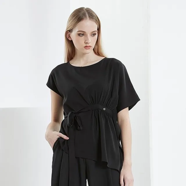 【ICHE 衣哲】Cop.Copine 法國原裝進口側綁帶造型不對稱造型上衣