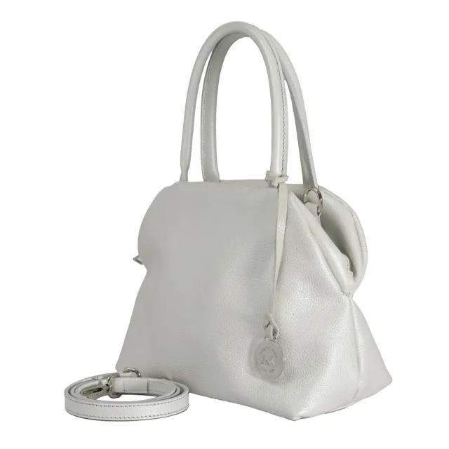 【Marco Masi Milano】義大利手工真皮 小牛皮義式優雅手提 / 側背兩用包(優雅白色)