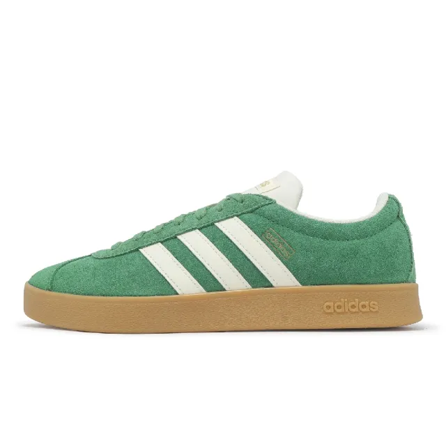 【adidas 愛迪達】休閒鞋 VL Court 2.0 男鞋 女鞋 綠 米白 復古 麂皮 膠底 愛迪達(JH5077)