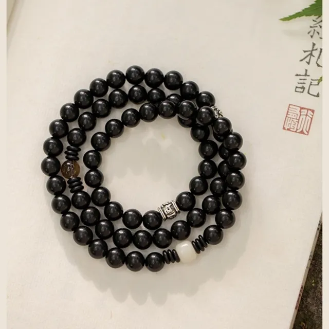 【米蘭精品】現貨+預購 佛珠108顆念珠硃砂手鍊朱砂手珠手鏈串珠手繩(轉運淨化黑檀木佛珠2款t1lh120)