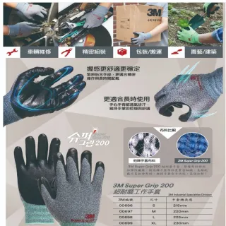3M Super Grip 200 多功能超耐磨手套(手套｜耐用｜耐磨｜耐刮｜)