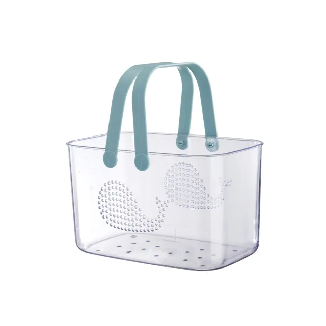 【樂居家】透明手提盥洗收納籃(瀝水籃 沐浴籃 旅行外出游泳露營 水果籃 澡堂籃)