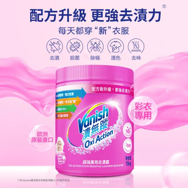 【Vanish 漬無蹤】新一代碧蓮超強萬用去漬霸1kg+潔白去漬霸470g(衣物去漬劑/去漬粉/殺菌/去污粉/去污劑)
