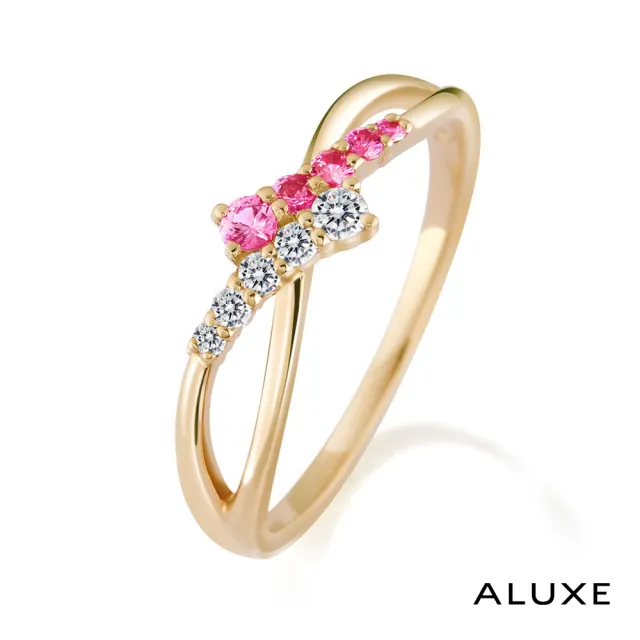 【ALUXE 亞立詩】10K金 紅寶石 寶石鑽石戒指 紅白浪漫 RW0202