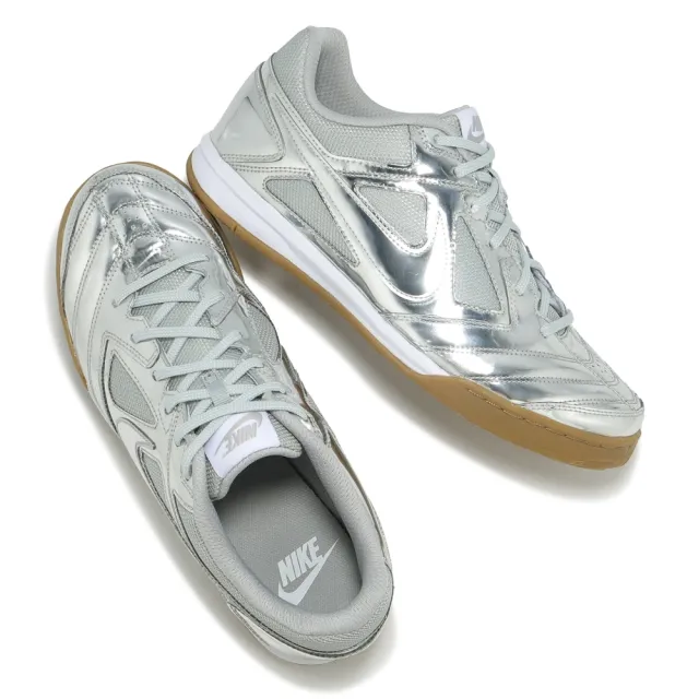 【NIKE 耐吉】休閒鞋 Gato LV8 男鞋 女鞋 銀 膠底 足球鞋 室內運動(IB3566-001)